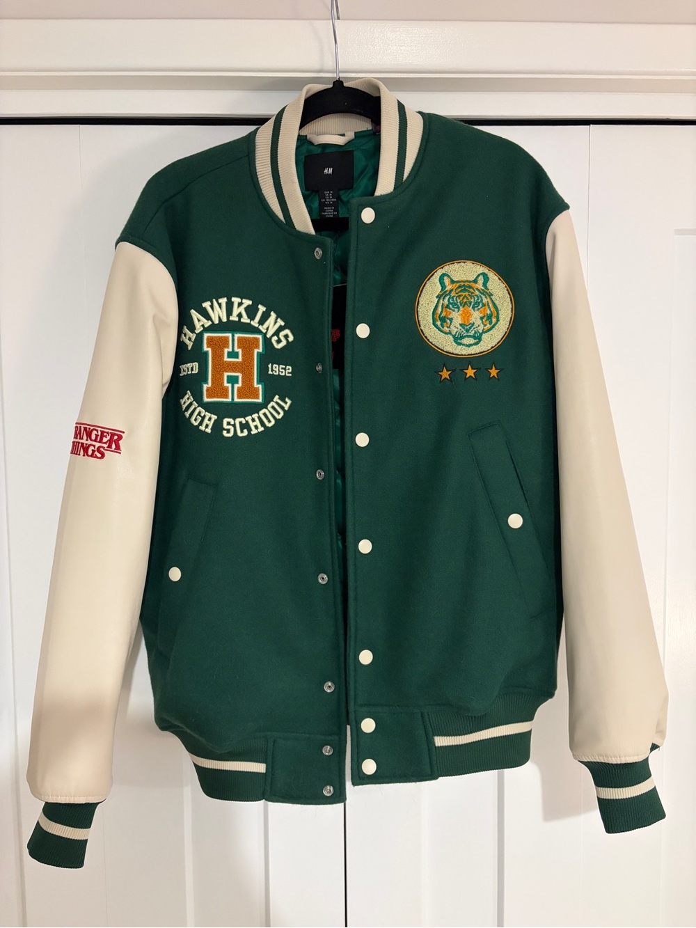 H&M x Stranger Things Hawkins High Varsity Jacket